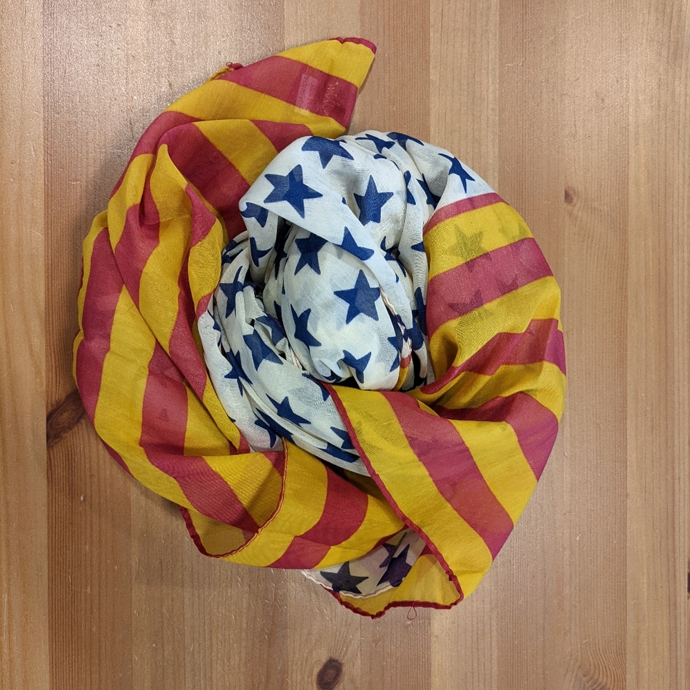 100% Silk Scarf - 45" x 59" - 💛❤️🤍💙